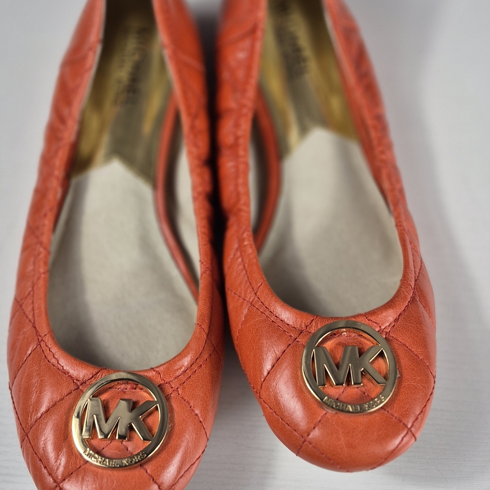 Michael Kors Quilted Leather Ballet Flats in Orange